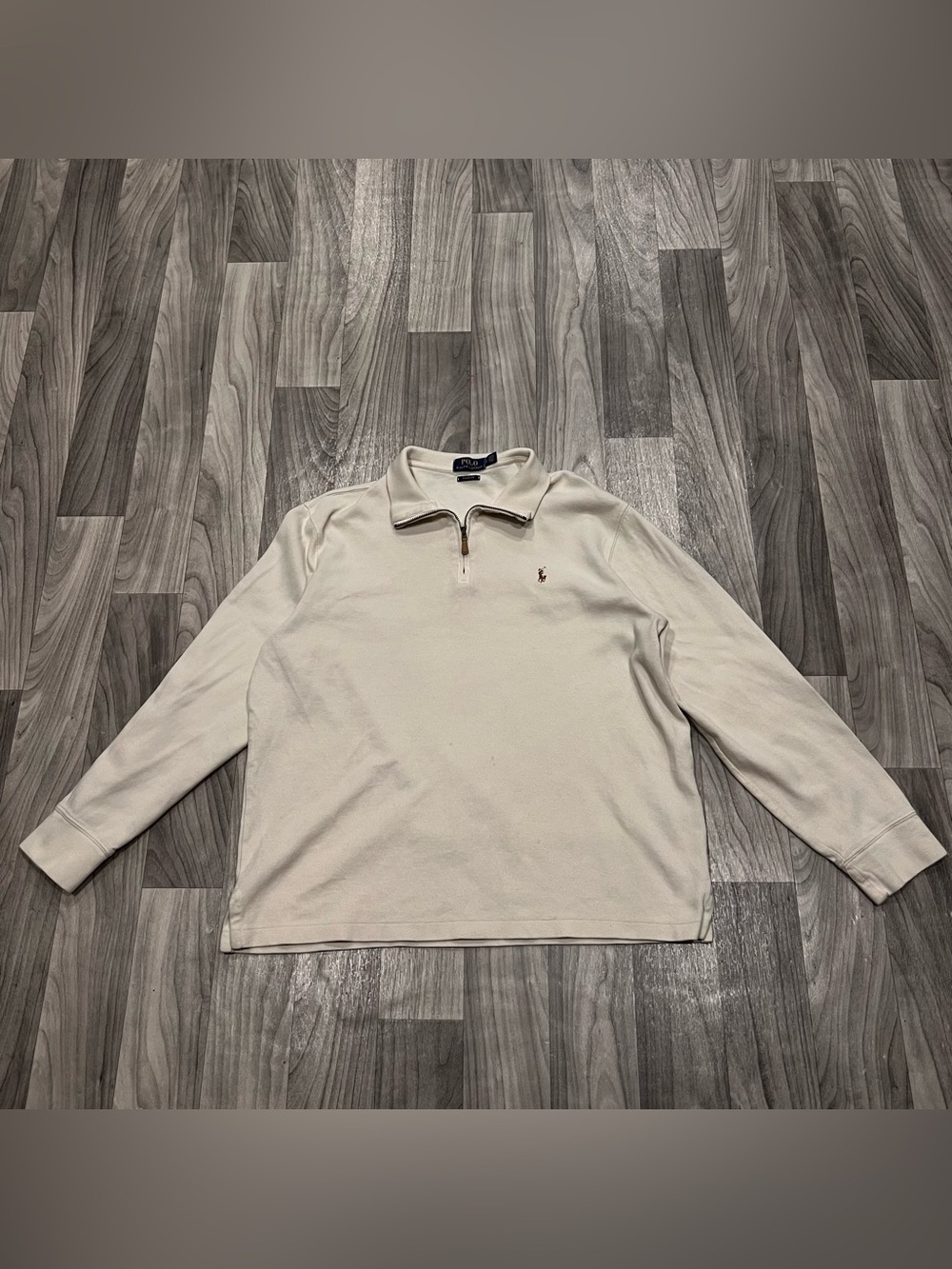 SIZE LARGE POLO RALPH LAUREN QUARTER ZIP CREAM ESTATE RIB SWEATER
